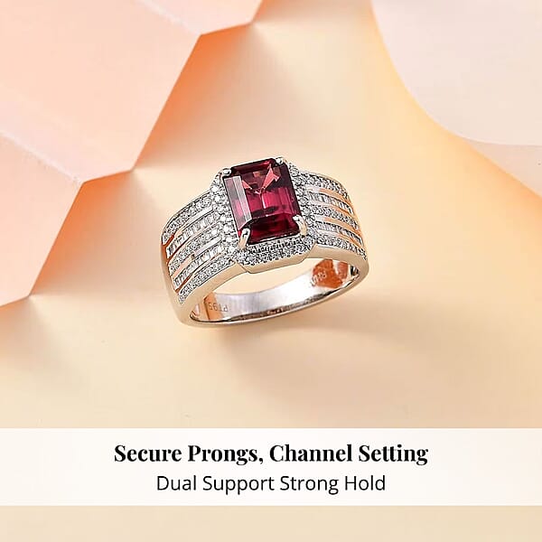 Shop Lc Rhapsody AAAA Ouro Fino Rubellite And E-F VS2 Diamond 3.30 Ctw Ring In 950 Platinum 10.70 Grams