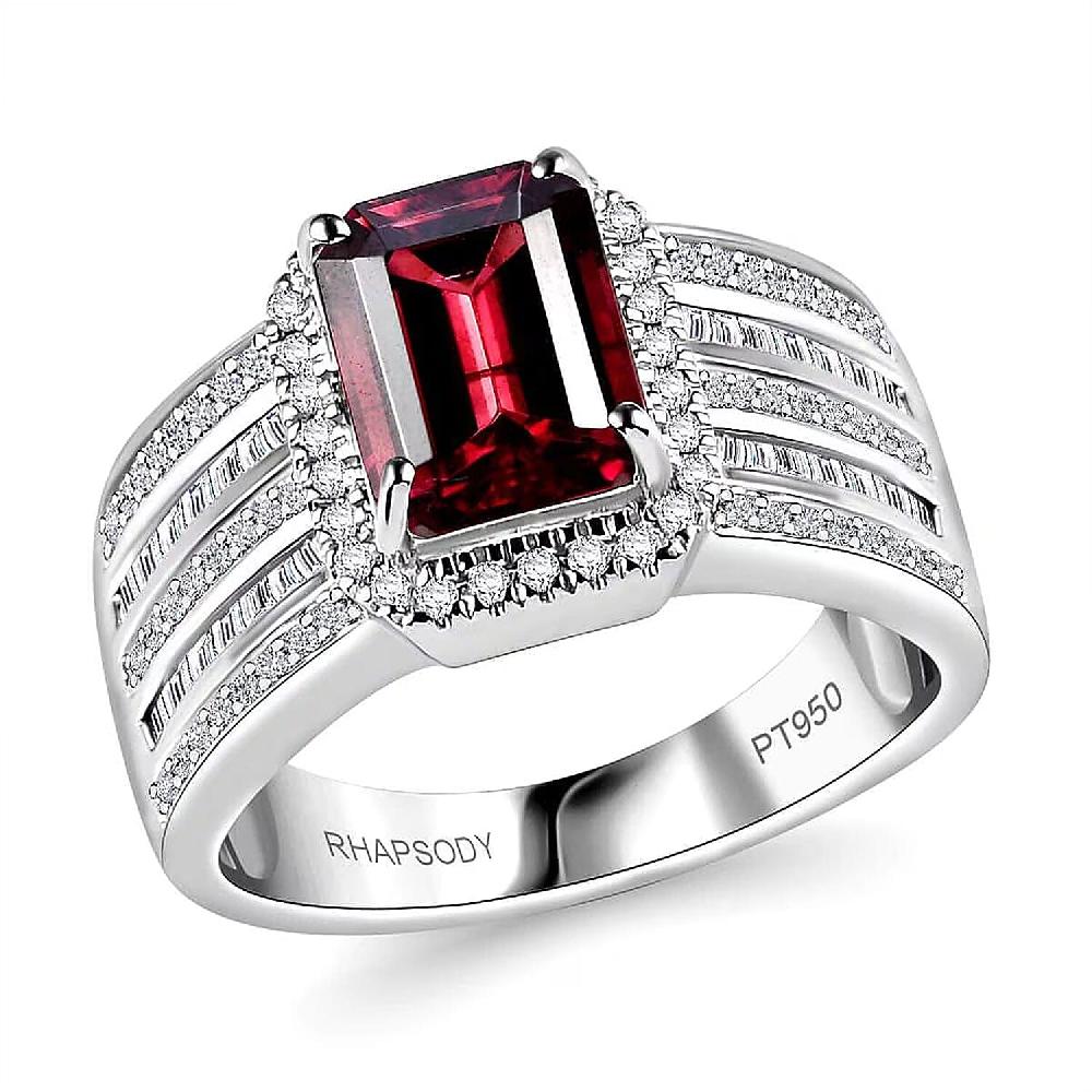shop lc Rhapsody AAAA Ouro Fino Rubellite and E-F VS2 Diamond 3.30 ctw Ring in 950 Platinum 10.70 Grams
