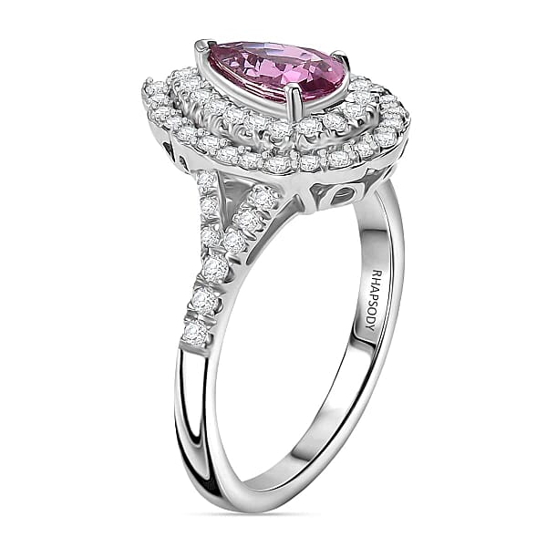 Shop Lc Rhapsody AAAA Padparadscha Sapphire And E-F VS2 Diamond 1.60 Ctw Ring In 950 Platinum 6.30 Grams