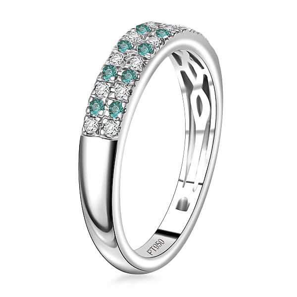 Shop Lc Rhapsody AAAA Paraiba Tourmaline And E-F VS2 Diamond 0.40 Ctw Blue Veil Ring In 950 Platinum 5.20 Grams