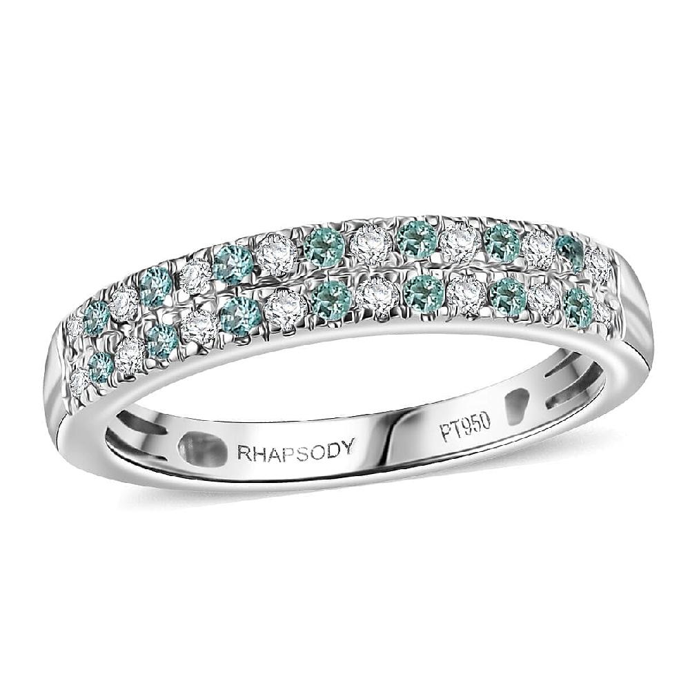shop lc Rhapsody AAAA Paraiba Tourmaline and E-F VS2 Diamond 0.40 ctw Blue Veil Ring in 950 Platinum 5.20 Grams