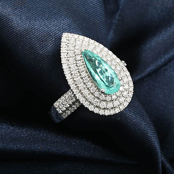 Shop Lc Rhapsody AAAA Paraiba Tourmaline Diamond (E-F VS) Ring In 950 Platinum 3.11 Ctw With Free Paraiba Book