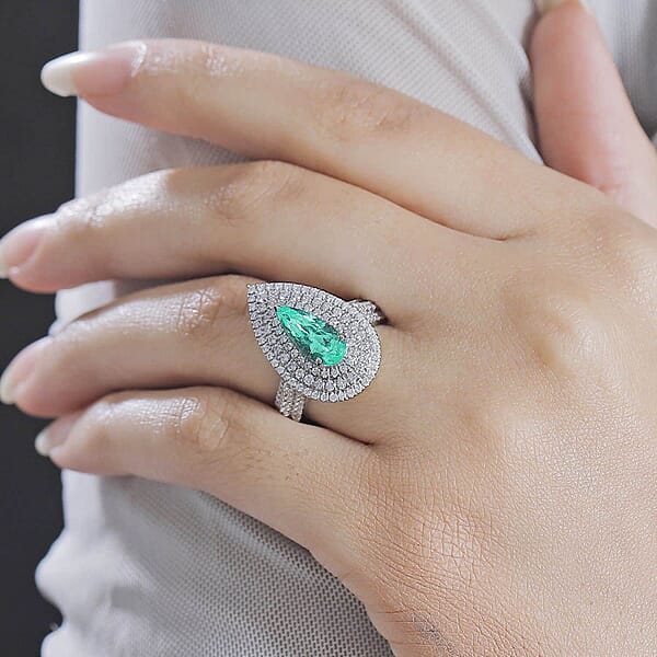 Shop Lc Rhapsody AAAA Paraiba Tourmaline Diamond (E-F VS) Ring In 950 Platinum 3.11 Ctw With Free Paraiba Book
