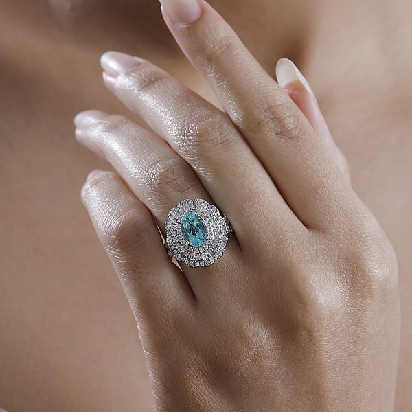 Shop Lc Rhapsody AAAA Paraiba Tourmaline Diamond (E-F VS) Ring In 950 Platinum 3.01 Ctw With Free Paraiba Book