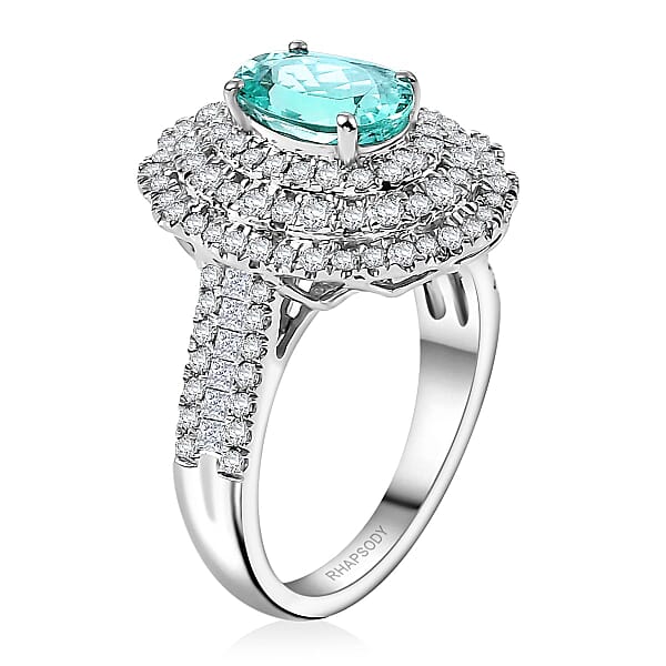 Shop Lc Rhapsody AAAA Paraiba Tourmaline Diamond (E-F VS) Ring In 950 Platinum 3.01 Ctw With Free Paraiba Book