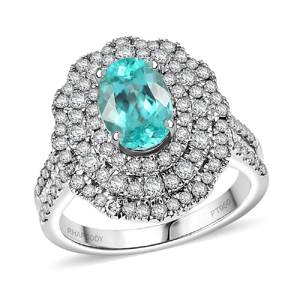 shop lc Rhapsody AAAA Paraiba Tourmaline Diamond (E-F VS) Ring in 950 Platinum 3.01 ctw With Free Paraiba Book