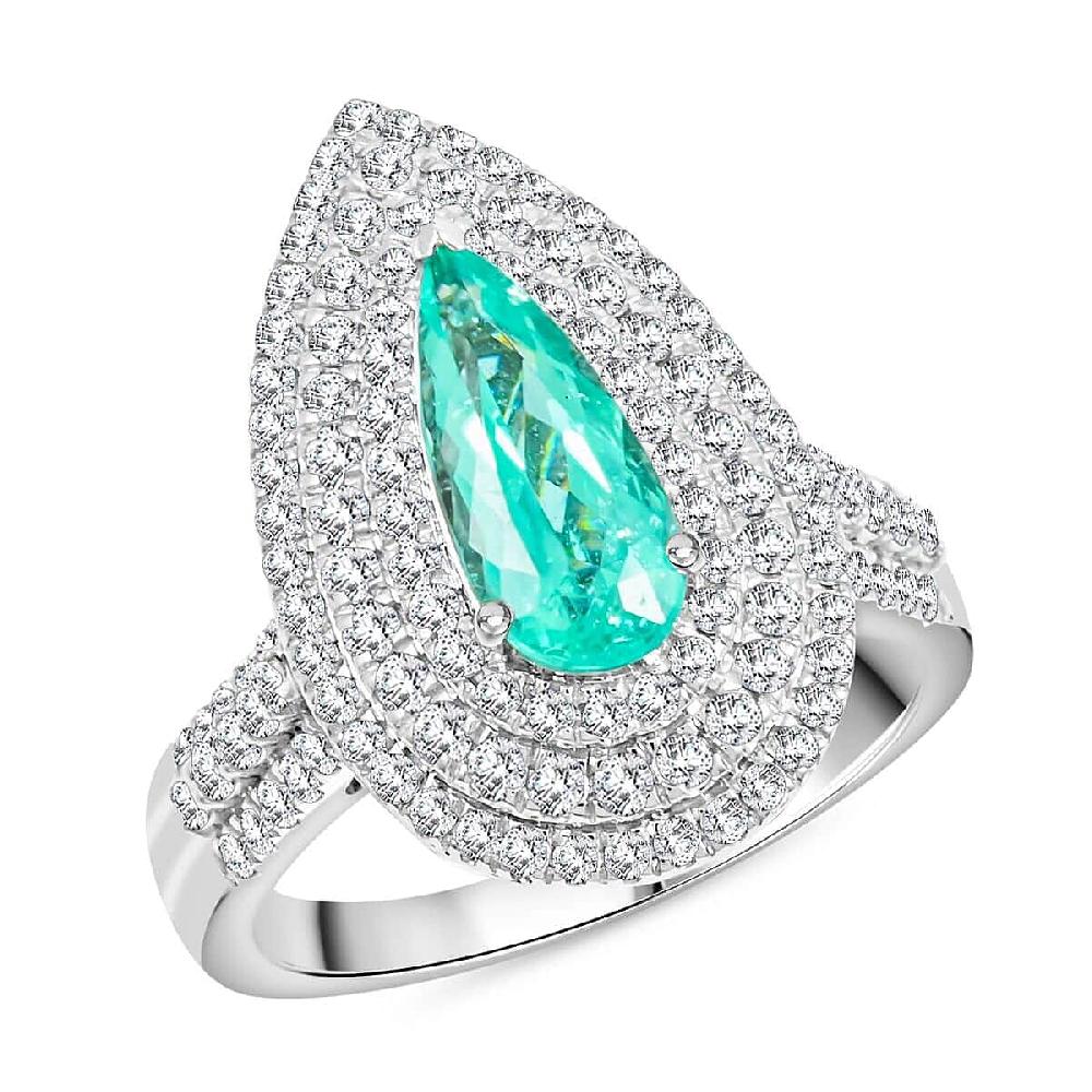 shop lc Rhapsody AAAA Paraiba Tourmaline Diamond (E-F VS) Ring in 950 Platinum 3.11 ctw With Free Paraiba Book