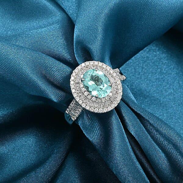 Shop Lc Rhapsody AAAA Paraiba Tourmaline Diamond Ring In 950 Platinum 3.18 Ctw