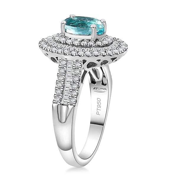 Shop Lc Rhapsody AAAA Paraiba Tourmaline Diamond Ring In 950 Platinum 3.18 Ctw