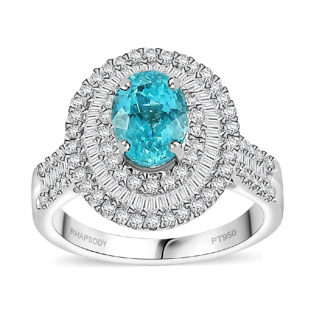 shop lc Rhapsody AAAA Paraiba Tourmaline Diamond Ring in 950 Platinum 3.18 ctw