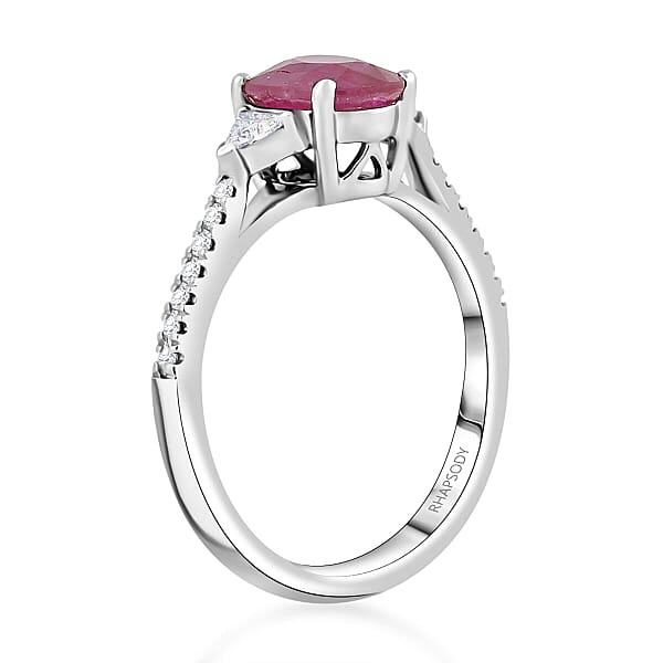 Shop Lc Rhapsody AAAA Royal Ruby And E-F VS Diamond 1.70 Ctw Ring In 950 Platinum 5.36 Grams