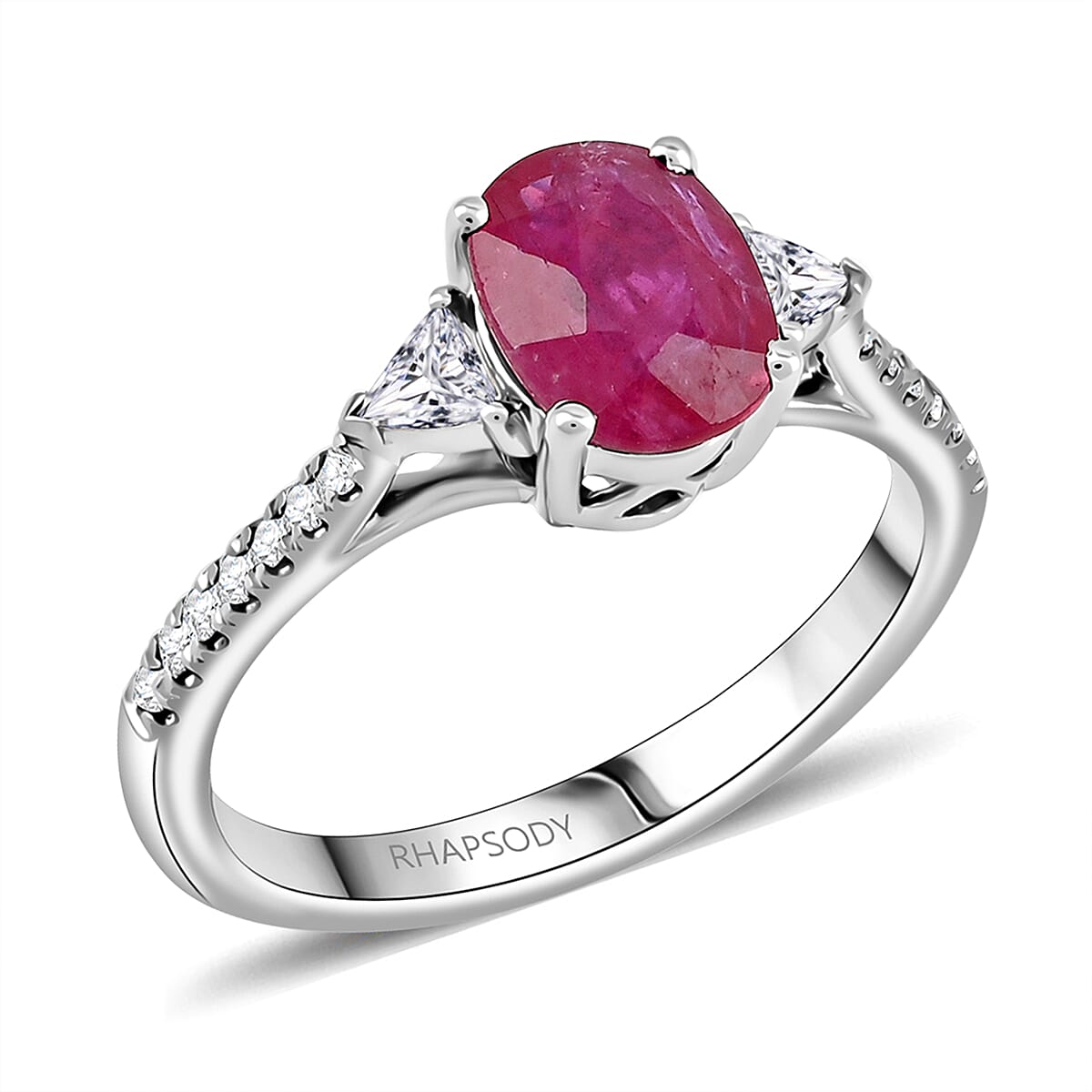 shop lc Rhapsody AAAA Royal Ruby and E-F VS Diamond 1.70 ctw Ring in 950 Platinum 5.36 Grams