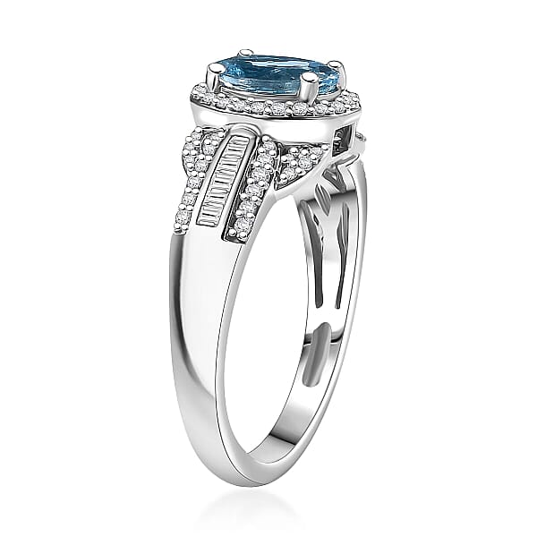 Shop Lc Rhapsody AAAA Santa Maria Aquamarine And E-F VS2 Diamond 1.50 Ctw Aquatic Majesty Ring In 950 Platinum