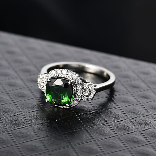 Shop Lc Rhapsody AAAA Santa Rosa Tourmaline And Diamond E-F VS 2.65 Ctw Ring In 950 Platinum 6.0 Grams