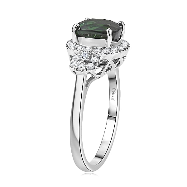 Shop Lc Rhapsody AAAA Santa Rosa Tourmaline And Diamond E-F VS 2.65 Ctw Ring In 950 Platinum 6.0 Grams