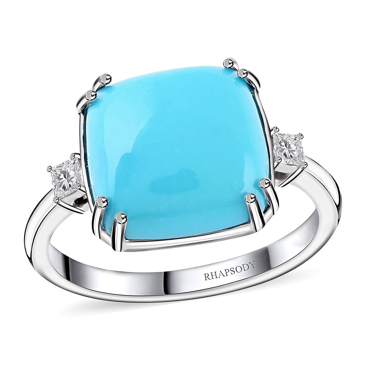 shop lc Rhapsody AAAA Sleeping Beauty Turquoise and E-F VS Diamond 4.85 ctw Ring in 950 Platinum 5.25 Grams