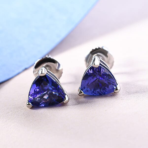Shop Lc Rhapsody AAAA Tanzanite 2.70 Ctw Solitaire Stud Earrings In 950 Platinum