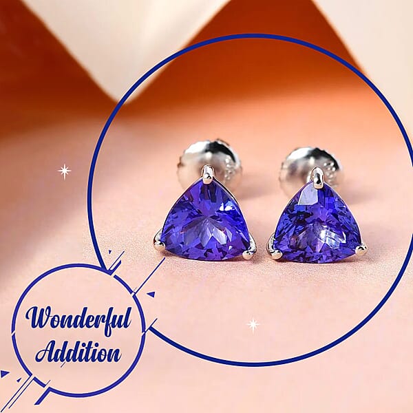 Shop Lc Rhapsody AAAA Tanzanite 3.10 Ctw Solitaire Stud Earrings In 950 Platinum
