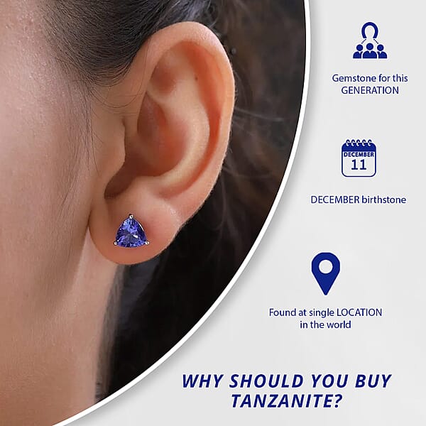 Shop Lc Rhapsody AAAA Tanzanite 3.10 Ctw Solitaire Stud Earrings In 950 Platinum