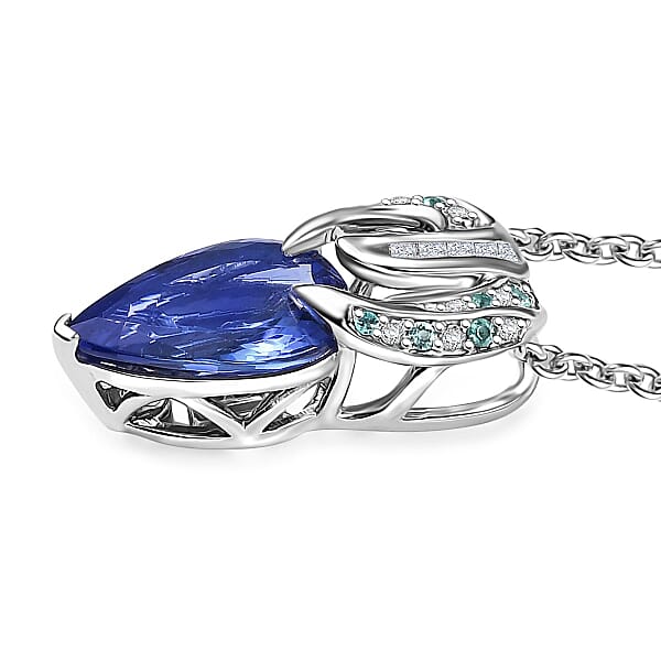 Shop Lc Rhapsody AAAA Tanzanite AAAA Paraiba Tourmaline And E-F VS2 Diamond 3.71 Ctw Dream Weaver Pendant Necklace In 950 Platinum 20 Inches 7 Grams