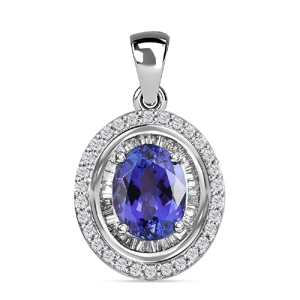 shop lc Rhapsody AAAA Tanzanite and Diamond 3.18 ctw Pendant in 950 Platinum Diamond Halo Pendant Birthday Gifts For Her