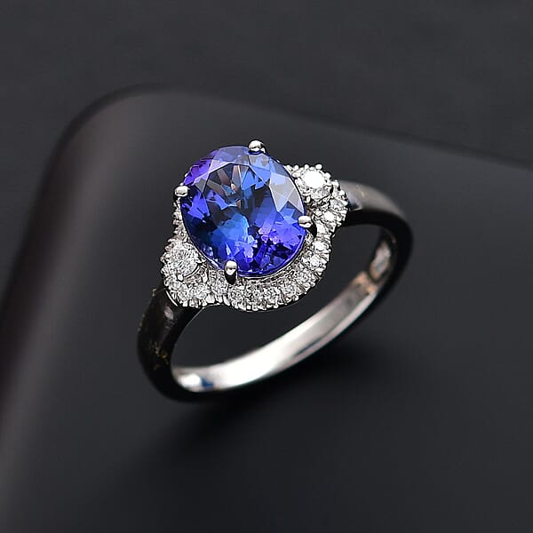 Shop Lc Rhapsody AAAA Tanzanite And Diamond E-F VS 3.00 Ctw Ring In 950 Platinum 5.98 Grams