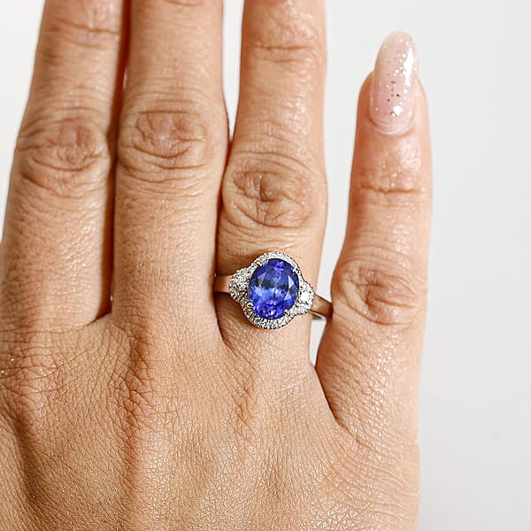 Shop Lc Rhapsody AAAA Tanzanite And Diamond E-F VS 3.00 Ctw Ring In 950 Platinum 5.98 Grams