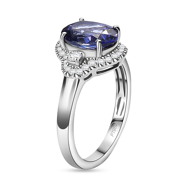 Shop Lc Rhapsody AAAA Tanzanite And Diamond E-F VS 3.00 Ctw Ring In 950 Platinum 5.98 Grams