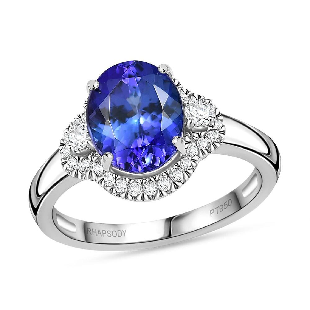 shop lc Rhapsody AAAA Tanzanite and Diamond E-F VS 3.00 ctw Ring in 950 Platinum 5.98 Grams