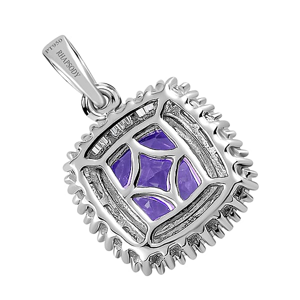 Shop Lc Rhapsody AAAA Tanzanite And E-F VS Diamond 2.40 Ctw Halo Pendant Without Chain In 950 Platinum