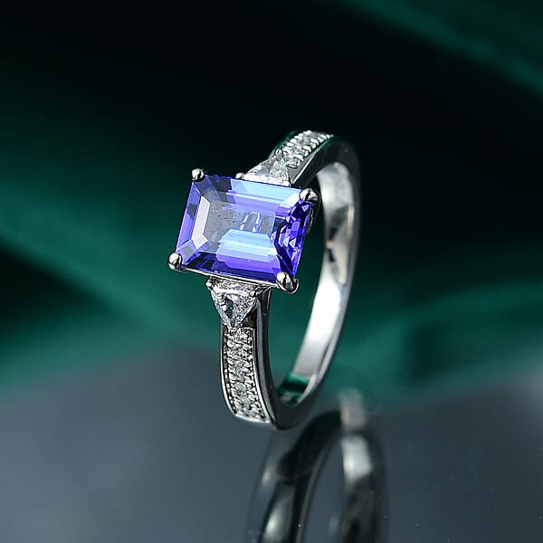 Shop Lc Rhapsody AAAA Tanzanite And E-F VS Diamond 2.91 Ctw Ring In 950 Platinum 6.05 Grams