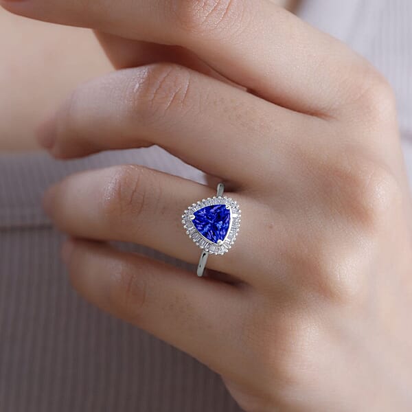 Shop Lc Rhapsody AAAA Tanzanite And E-F VS2 Diamond 2.50 Ctw Trillion Shape Ballerina Ring In 950 Platinum (Size 10.0) 4.50 Grams (Del. In 10-12 Days)