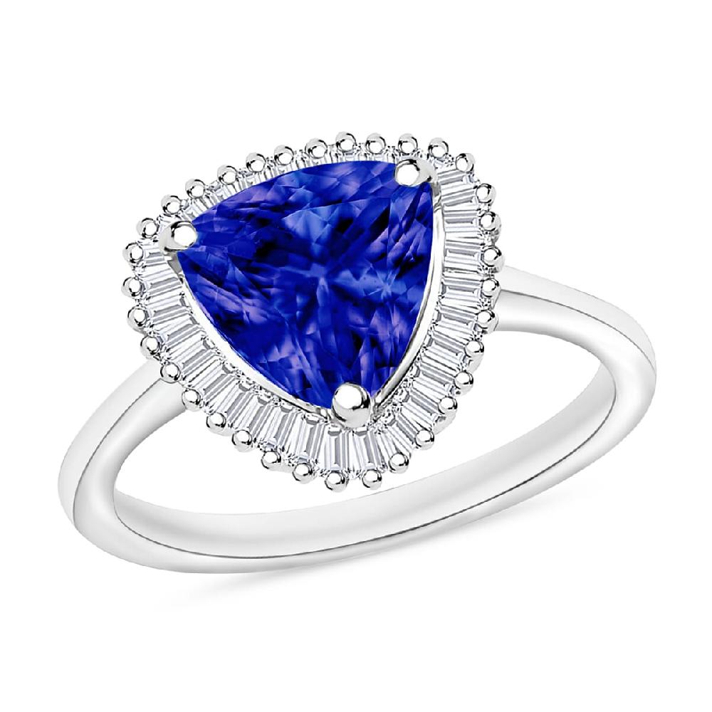 shop lc Rhapsody AAAA Tanzanite and E-F VS2 Diamond 2.50 ctw Trillion Shape Ballerina Ring in 950 Platinum (Size 10.0) 4.50 Grams (Del. in 10-12 Days)