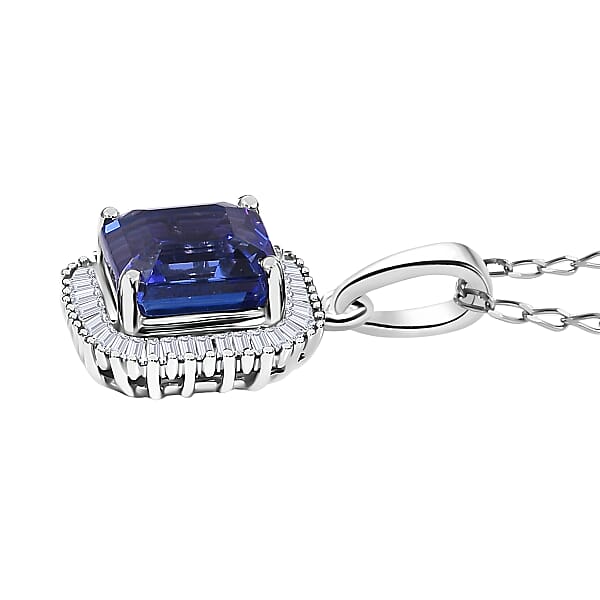 Shop Lc Rhapsody AAAA Tanzanite And E-F VS2 Diamond 2.84 Ctw Octagon Shape Ballerina Pendant Necklace In 950 Platinum 5.25 Grams 20 Inches