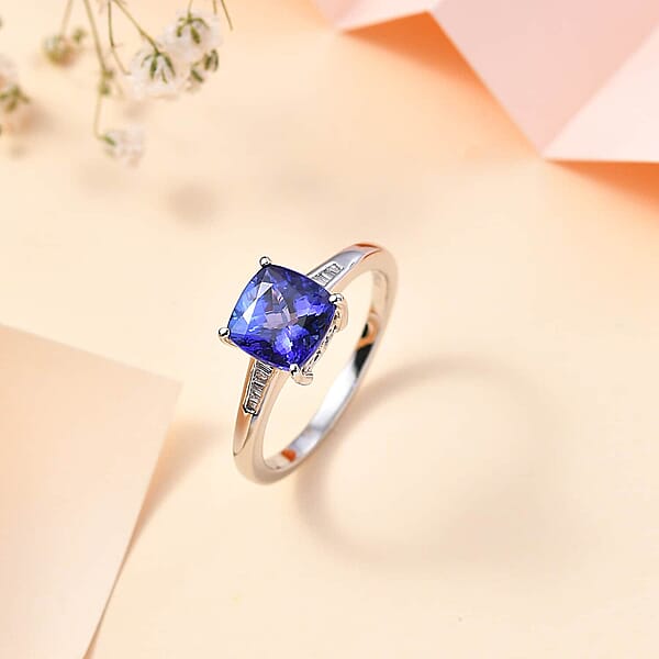 Shop Lc Rhapsody AAAA Tanzanite And E-F VS2 Diamond 2.85 Ctw Ring In 950 Platinum 5.50 Grams