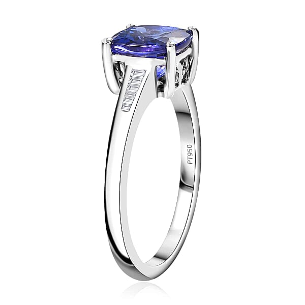 Shop Lc Rhapsody AAAA Tanzanite And E-F VS2 Diamond 2.85 Ctw Ring In 950 Platinum 5.50 Grams