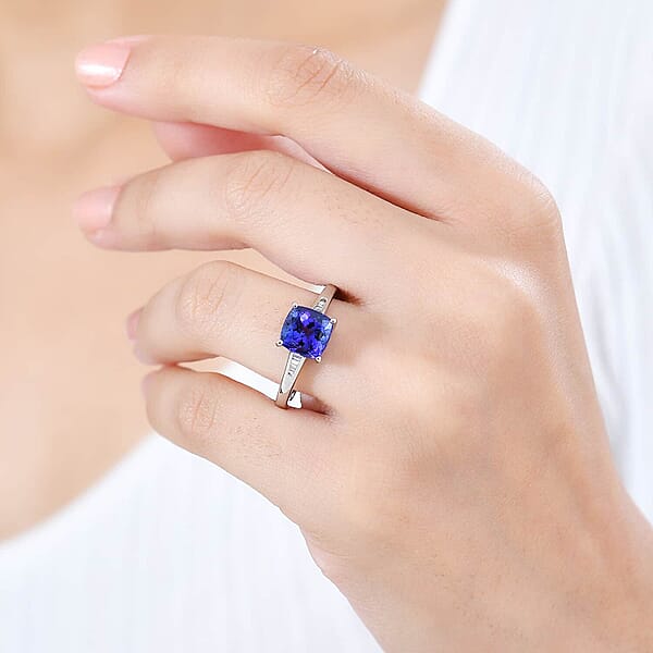 Shop Lc Rhapsody AAAA Tanzanite And E-F VS2 Diamond 2.85 Ctw Ring In 950 Platinum 5.50 Grams