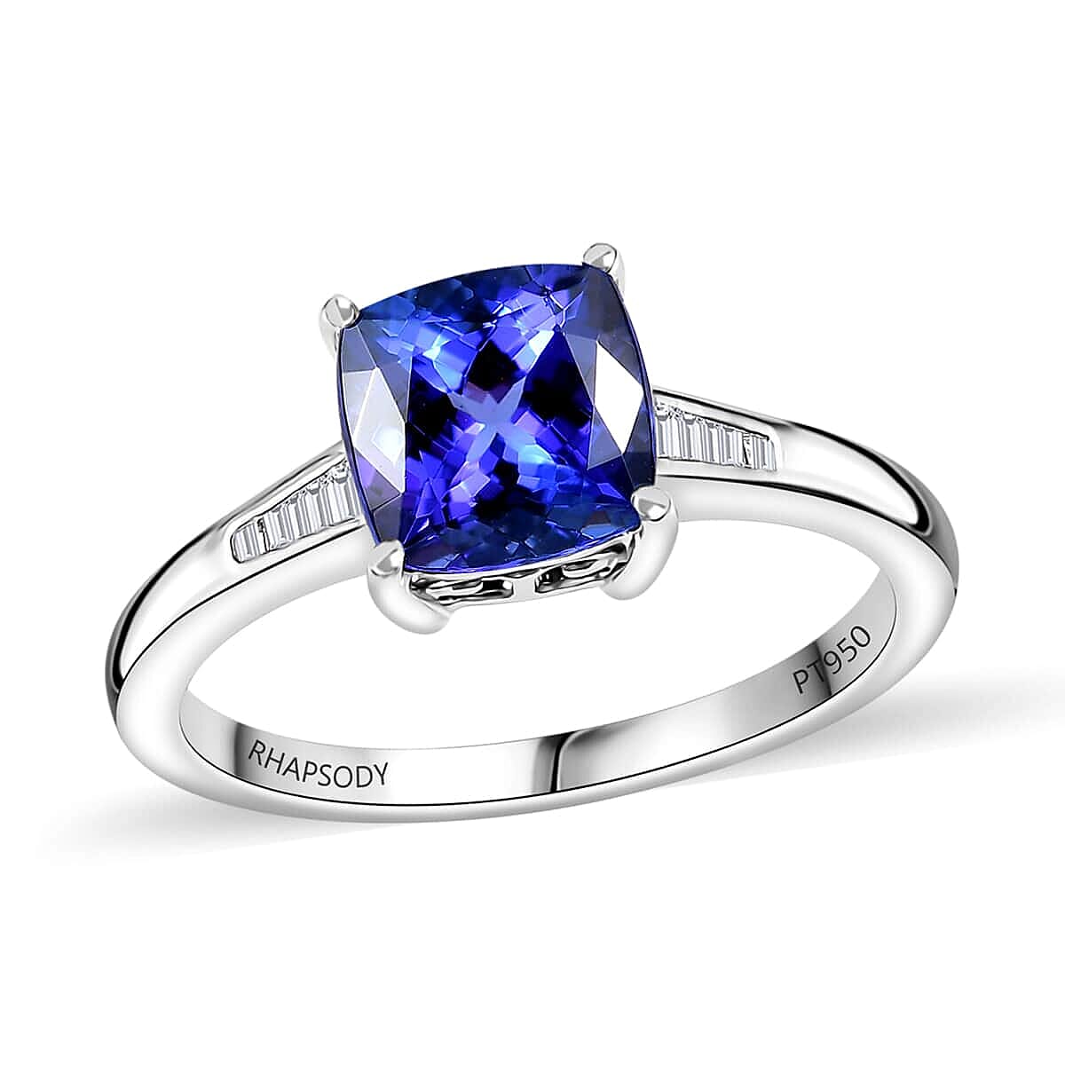 shop lc Rhapsody AAAA Tanzanite and E-F VS2 Diamond 2.85 ctw Ring in 950 Platinum 5.50 Grams