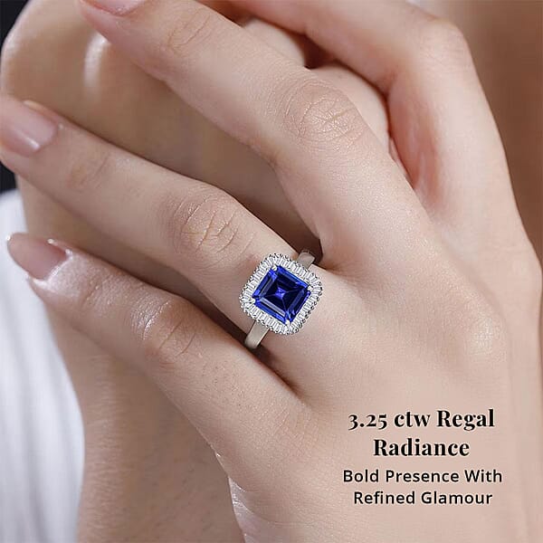 Shop Lc Rhapsody AAAA Tanzanite And E-F VS2 Diamond 3.25 Ctw Octagon Shape Ballerina Ring In 950 Platinum (Size 10.0) 5.80 Grams (Del. In 10-12 Days)