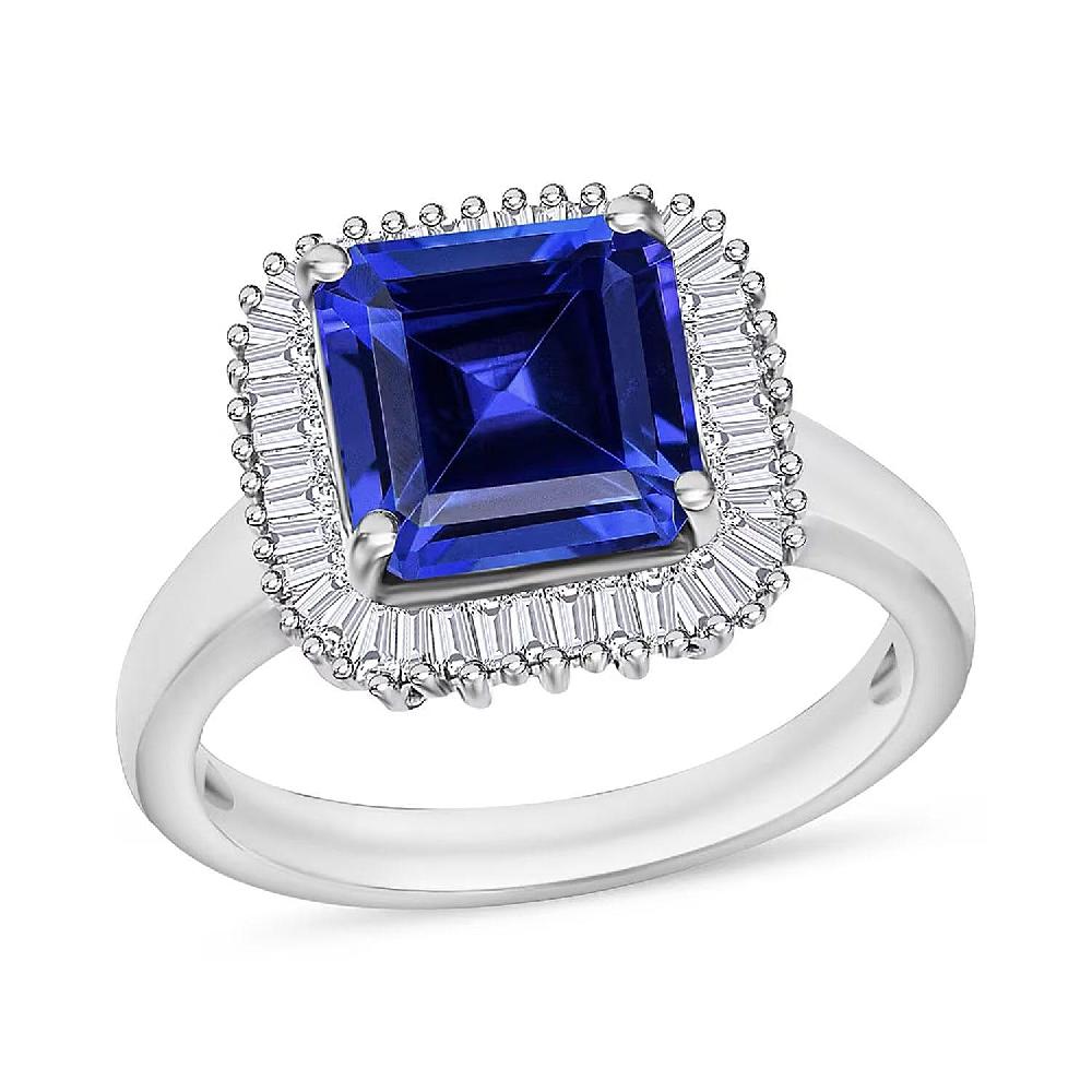 shop lc Rhapsody AAAA Tanzanite and E-F VS2 Diamond 3.25 ctw Octagon Shape Ballerina Ring in 950 Platinum (Size 10.0) 5.80 Grams (Del. in 10-12 Days)