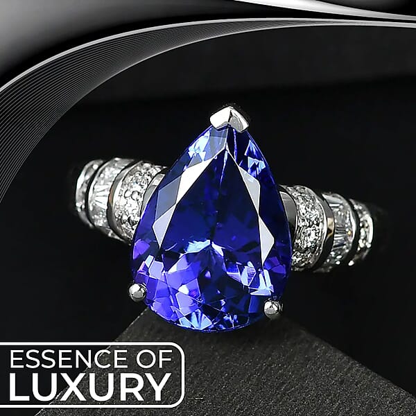 Shop Lc Rhapsody AAAA Tanzanite And E-F VS2 Diamond 6.10 Ctw Ring In 950 Platinum 7.50 Grams