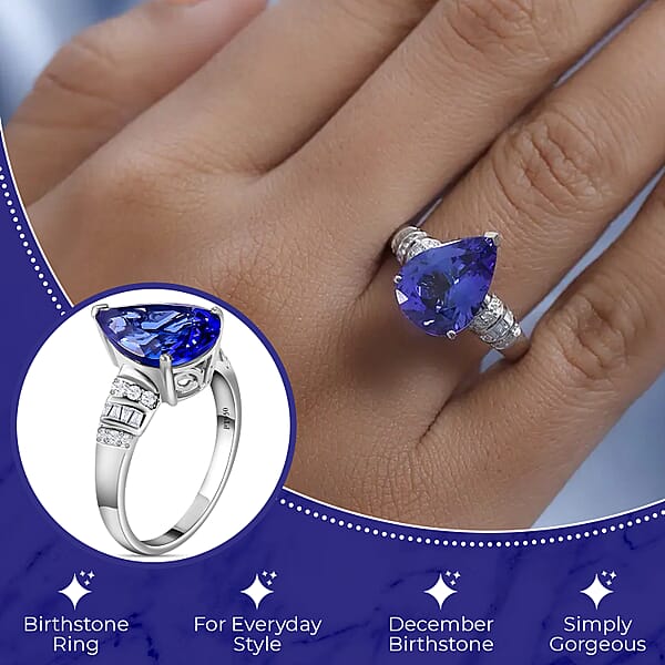 Shop Lc Rhapsody AAAA Tanzanite And E-F VS2 Diamond 6.10 Ctw Ring In 950 Platinum 7.50 Grams