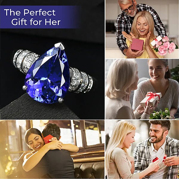 Shop Lc Rhapsody AAAA Tanzanite And E-F VS2 Diamond 6.10 Ctw Ring In 950 Platinum 7.50 Grams