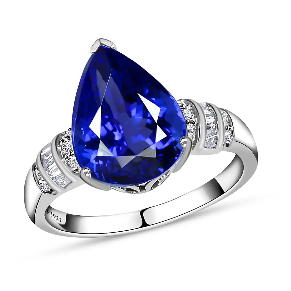 shop lc Rhapsody AAAA Tanzanite and E-F VS2 Diamond 6.10 ctw Ring in 950 Platinum 7.50 Grams