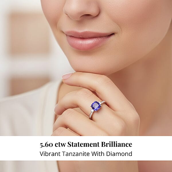 Shop Lc Rhapsody AAAA Tanzanite Diamond Ring In 950 Platinum 4.61 Ctw