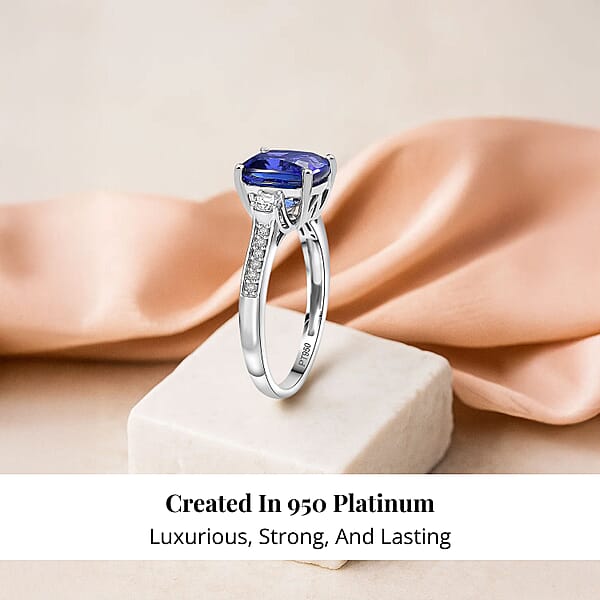 Shop Lc Rhapsody AAAA Tanzanite Diamond Ring In 950 Platinum 4.61 Ctw