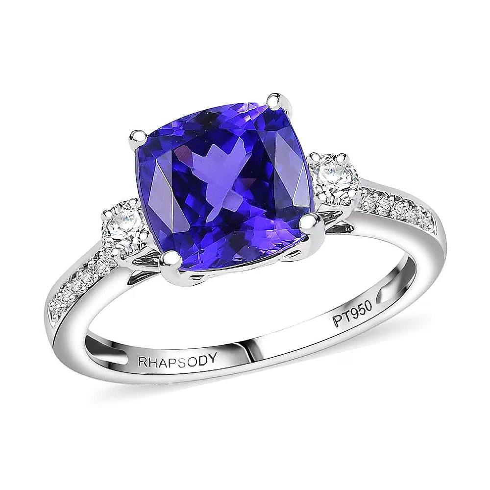 shop lc Rhapsody AAAA Tanzanite Diamond Ring in 950 Platinum 4.61 ctw