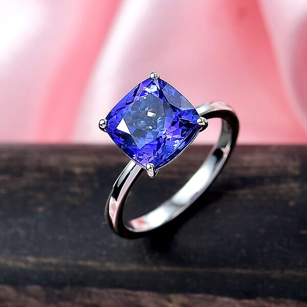 Shop Lc Rhapsody AAAA Tanzanite Solitaire Ring In 950 Platinum 5.30 Ctw