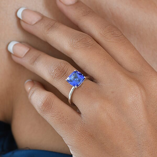 Shop Lc Rhapsody AAAA Tanzanite Solitaire Ring In 950 Platinum 5.30 Ctw