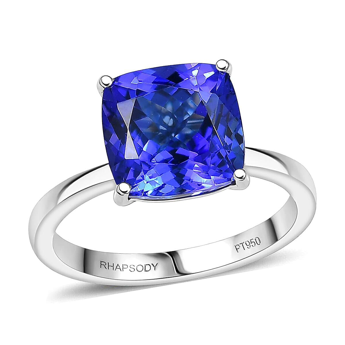 shop lc Rhapsody AAAA Tanzanite Solitaire Ring in 950 Platinum 5.30 ctw